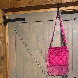 NWT MZ Wallace Pink Quilted Fringe Madison X Bdy  Shoulder Bag